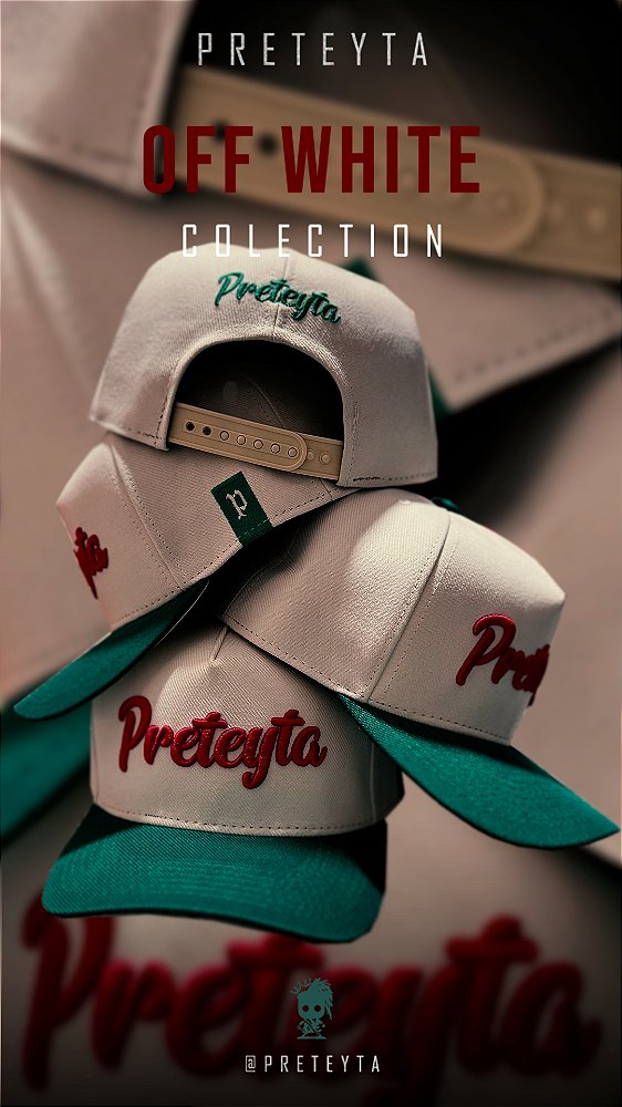 Boné Off White - Escrita Vermelha - Aba Verde