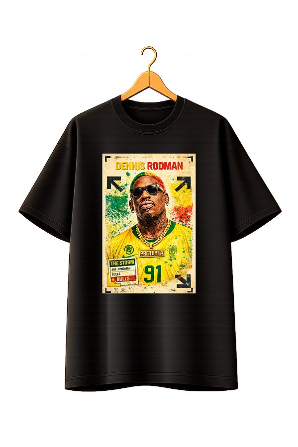 Camiseta Oversized Copa Preta - Dennis Rodman