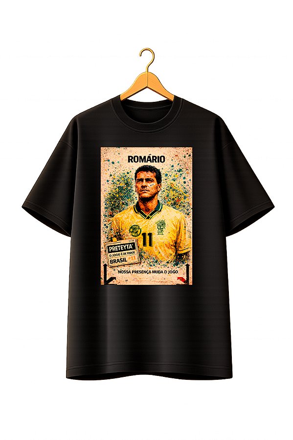 Camiseta Oversized Copa Preta - Romário