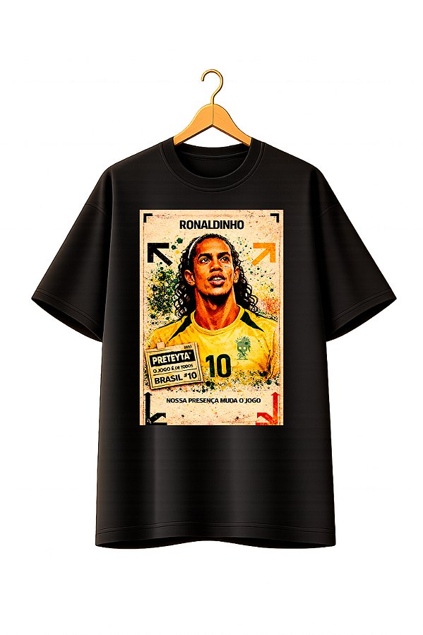 Camiseta Oversized Copa Preta - Ronaldinho Gaucho