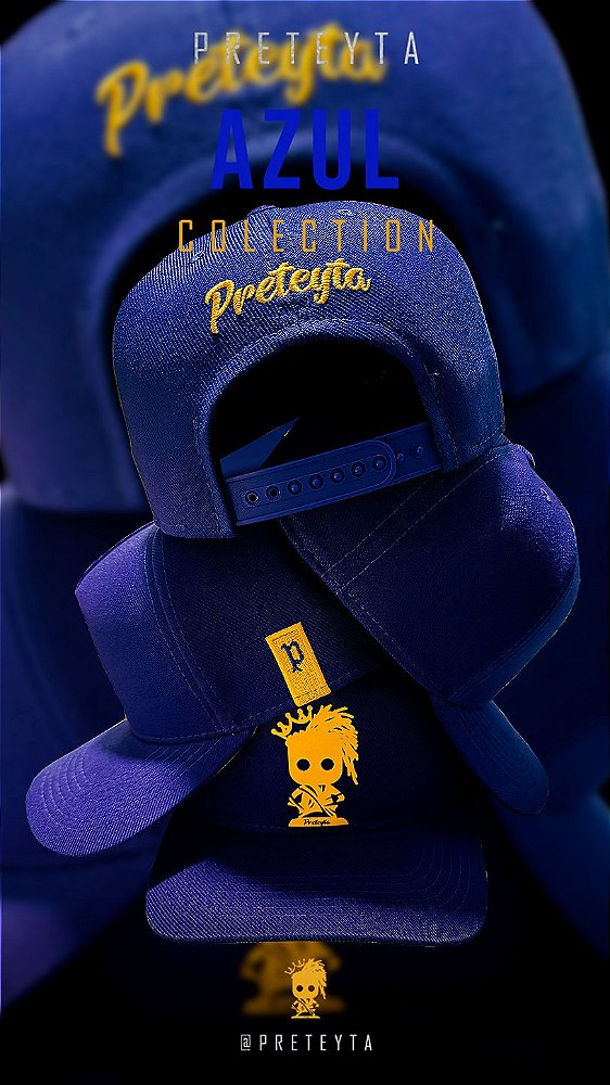 Boné Azul - Logo Amarelo