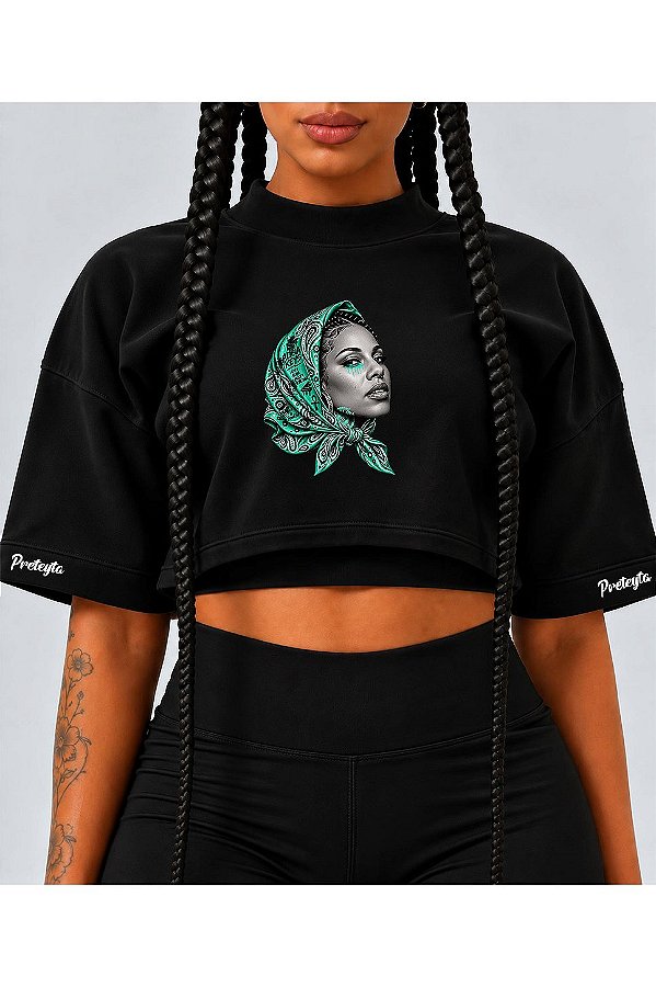 Cropped Overesized Preto Alicia Keys