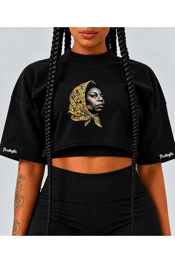 Cropped Overesized Preto Nina Simone