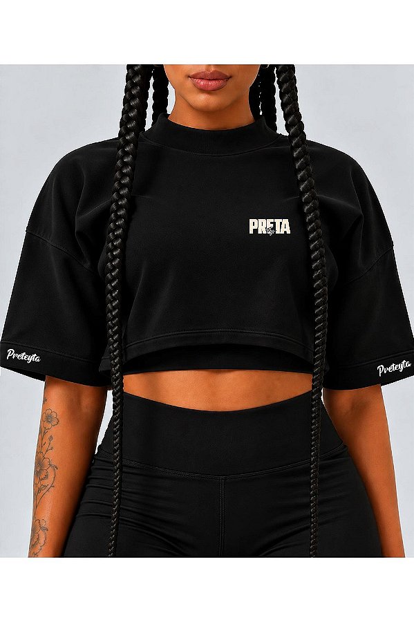 Cropped Overesized Preto PREteyTA Peito