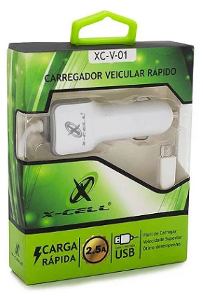 CARREGADOR VEICULAR V8 X CELL  2.5A