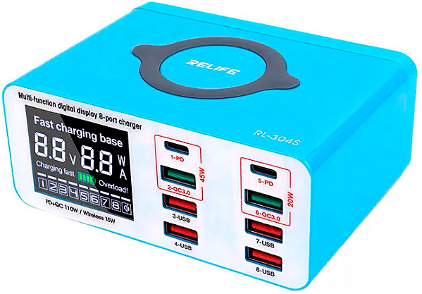Carregador 8 Portas Wireless Relife RL-304S