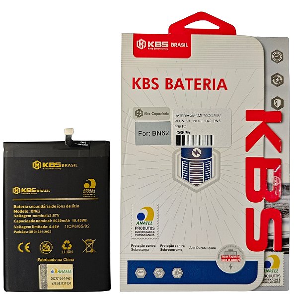 Bateria Xiaomi Poco M3 / Redmi 9T / Note 9 4G (BN62) KBS