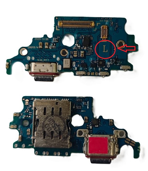 Placa Sub Conector de Carga Samsung S21 (G991B) ** Versão L ** 1 Linha