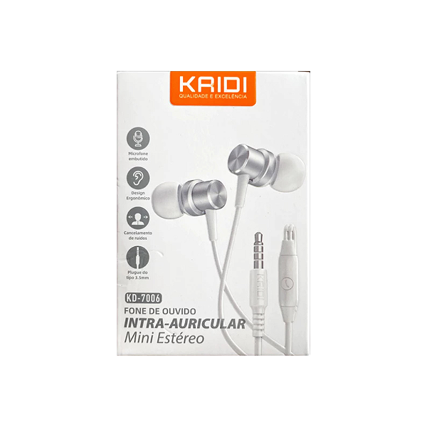 Fone de Ouvido Intra Auricular com Microfone KD-7006 Kaidi