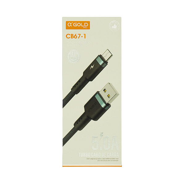 Cabo Turbo Usb Para Micro Usb 1M 5.0A CB67-1 Agold