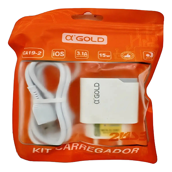 Carregador 2 Usb 3.1A 15w C/ Cabo iPhone CA19-2 Agold