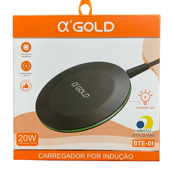 Carregador Por Indução Com Led 20w BTE-01 Agold