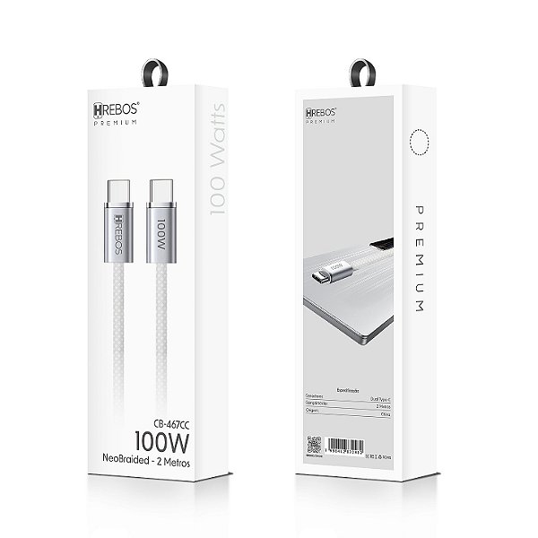 Cabo Premium Nylon Tipo C Tipo C 100W 2M CB-467CC Hrebos