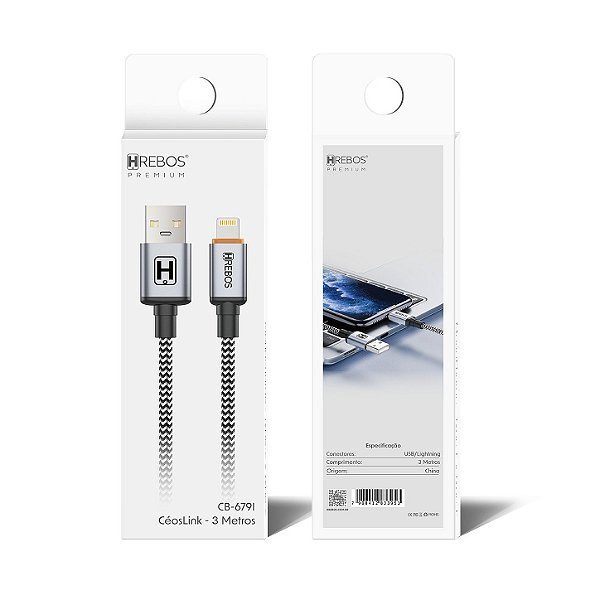 Cabo Premium Nylon USB Lightning 18W 3M CB-679I Hrebos