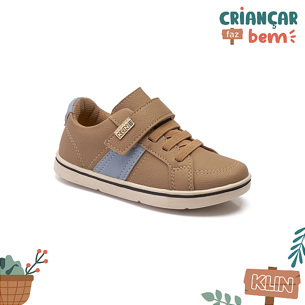 Tênis Sapato Infantil Klin Mini Flyer Com Velcro E Elástico