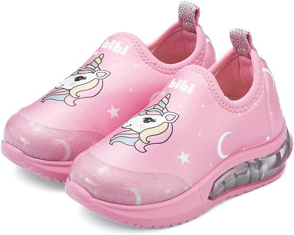 Tênis Infantil de Luz Feminino Bibi Space Wave 3.0 Rosa Unicórnio