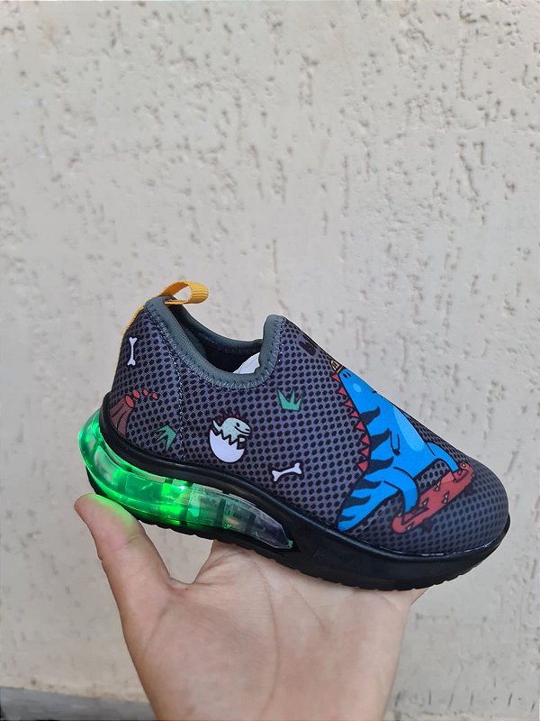 Tênis Infantil Masculino Dinossauro com LED Bibi