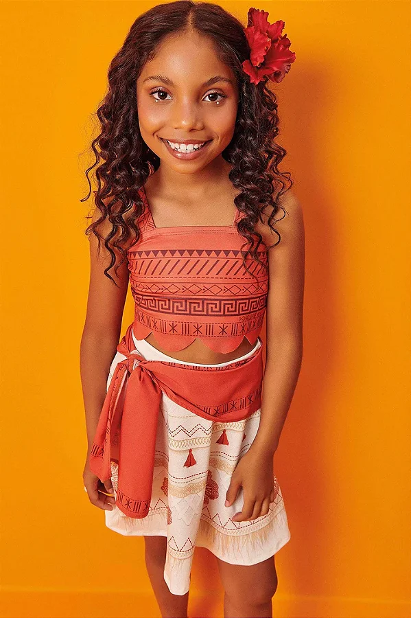 Fantasia Moana (Top + Saia + Lenço) Kukiê