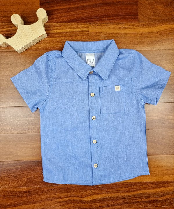 Camisa Em Tecido Chambray Azul LucBoo