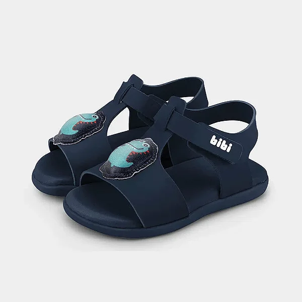 Sandália Infantil Bibi Baby Soft II Azul de Jacaré com luz
