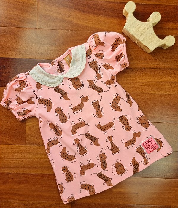 Vestido Manga Curta em Cotton Up Baby