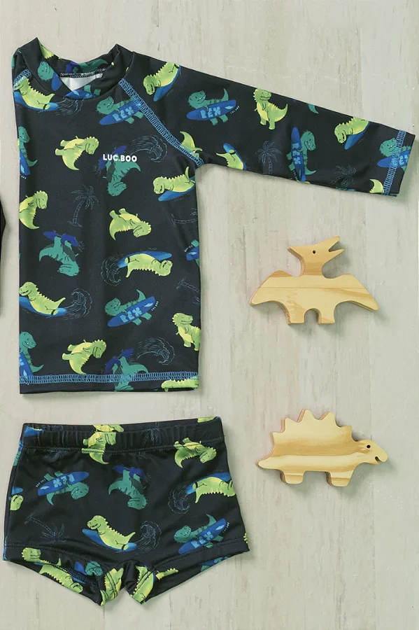 Camiseta Dino em Malha UV Dry com Proteção UV 50+ LucBoo