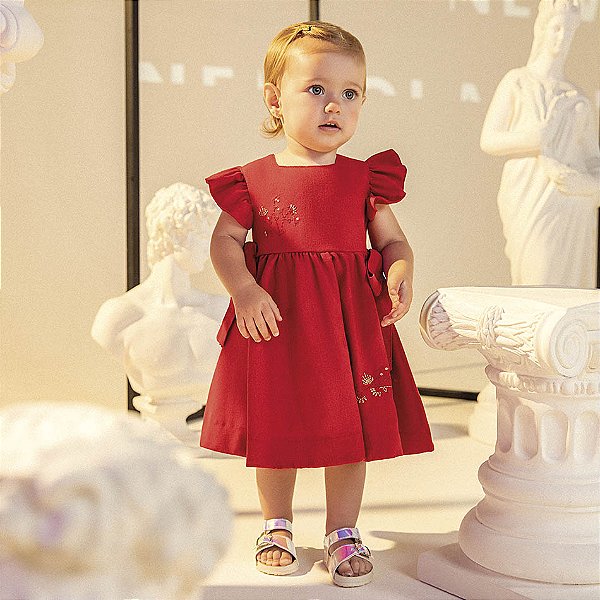 Conjunto Vestido e Calcinha em Linho Vermelho Charpey