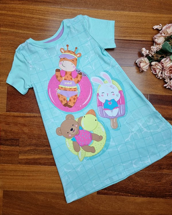 Vestido em Meia Malha Animais Kukiê