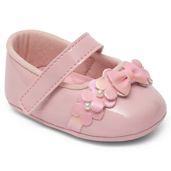 Sapato Bebê Pimpolho Rosa com Laço