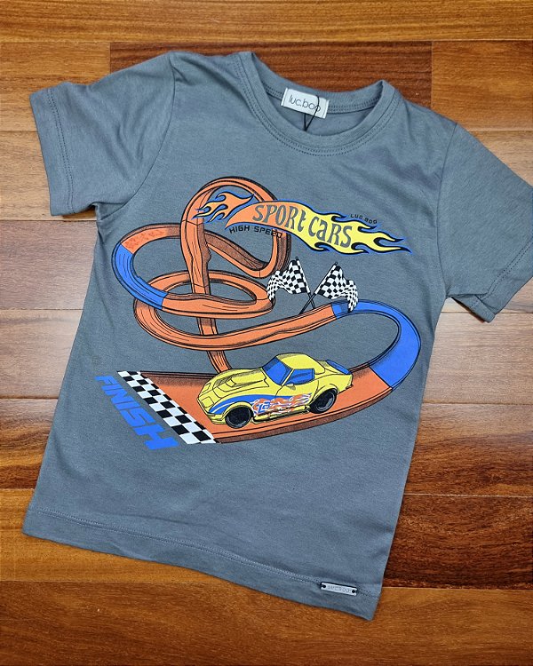 Camiseta em Meia Malha Cinza Carros LucBoo