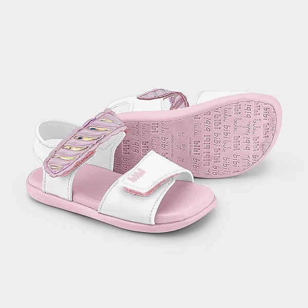 Sandália Infantil Bibi Baby Soft II Rosa e Branco de Marshmallow