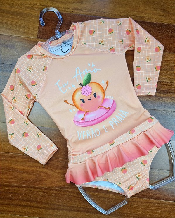 Conjunto de Blusa e Calcinha em Malha Uv Dry com Proteção UV 50+ Infanti