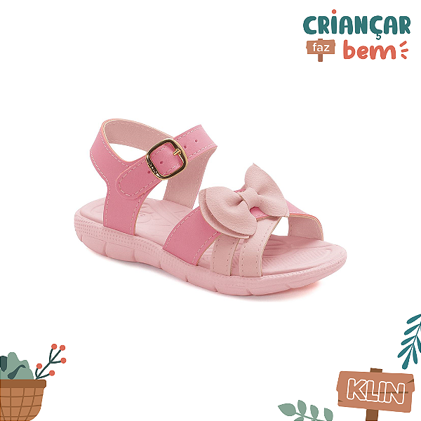 Sandália Klin Papete Tic Tac Infantil Rosa Doce Claro