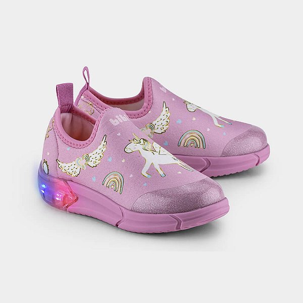 Tênis Infantil de Luz Bibi Space Rosa de Unicórnio