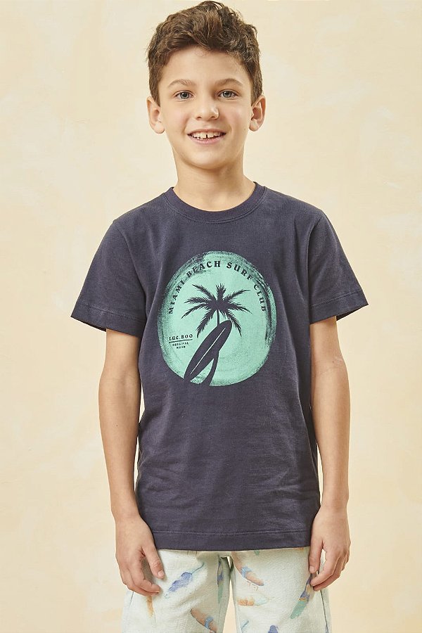 Camiseta em Meia Malha Marinho Lucboo
