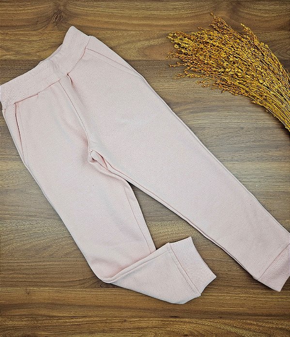 Calça Rosa Moletom Flanelado Vrasalon