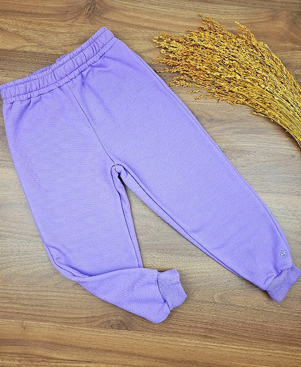 Calça em Moletom com Felpa Roxo Lavanda Up Baby