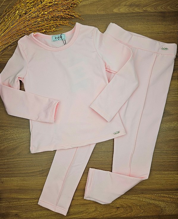 Conjunto Blusa e Legging em Termoskin Rosa Kukiê