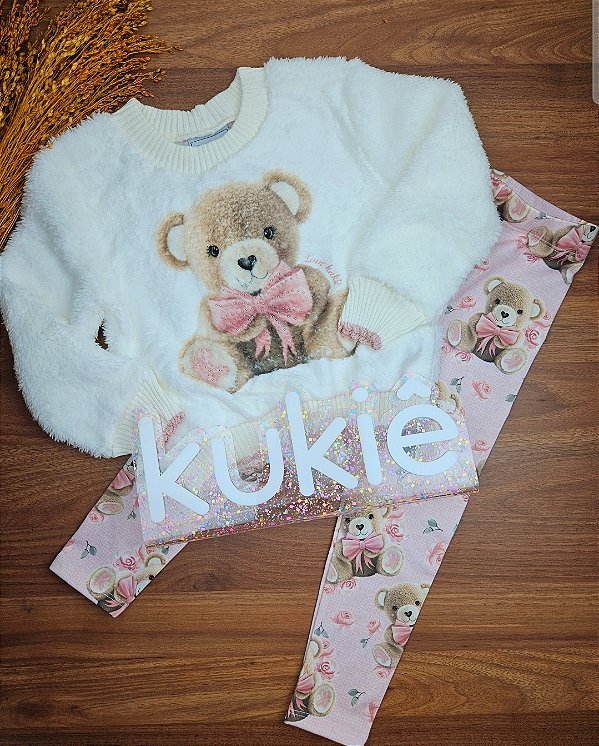 Conjunto de Blusão em Pelo Carneirinho e Legging em Termoskin Kukiê