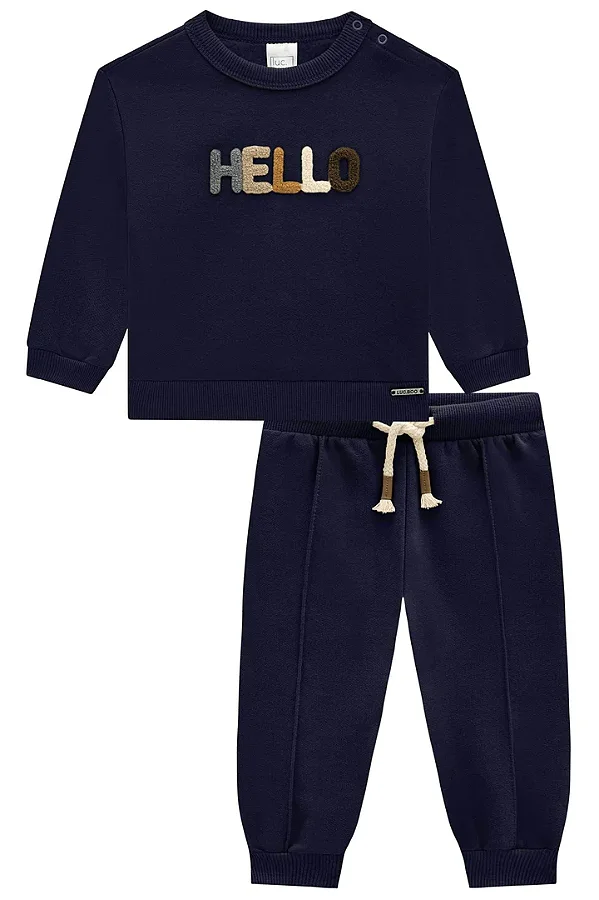 Conjunto de Blusão e Calça Jogger em Moletom com Pelúcia LucBoo