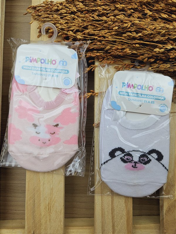 Kit de Meia Sapatilha 21 a 25 Antiderrapante Pimpolho