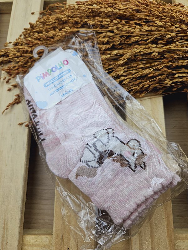 Kit meia C/3 pares tag 21 a 25 Antiderrapante feminino Pimpolho