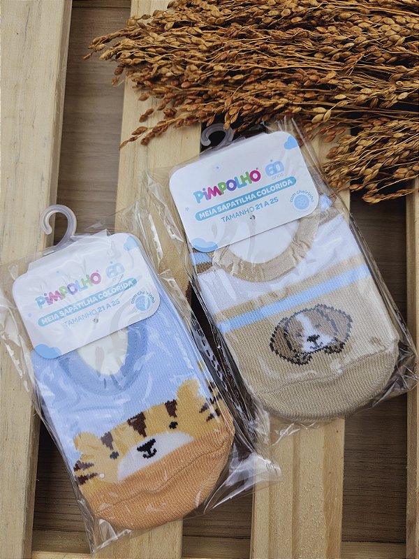 Kit de Meia Sapatilha 21 a 25 Antiderrapante Pimpolho