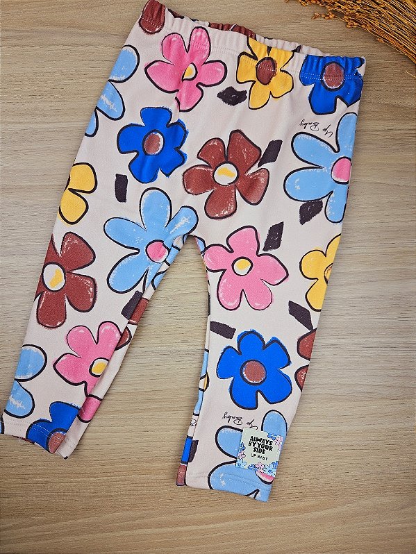 Calça em Malha Peluciada Florida Up Baby
