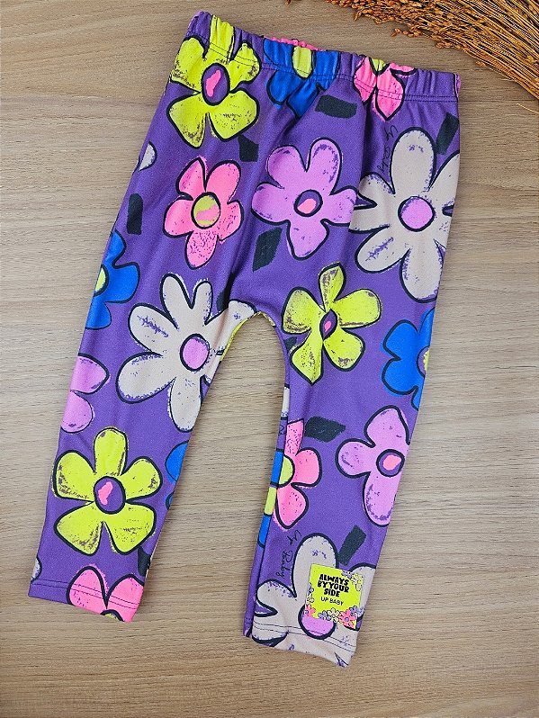 Calça em Malha Peluciada Florida Up Baby