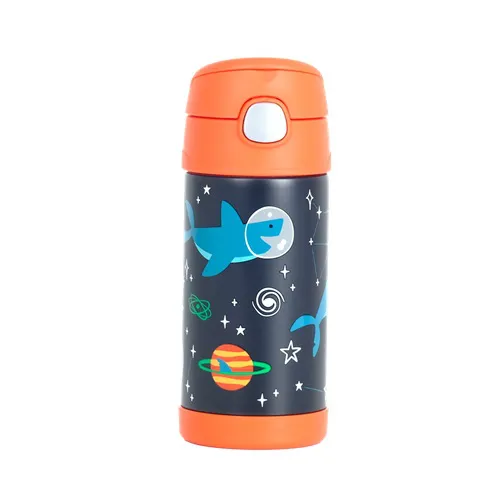 Garrafa Térmica Infantil Funtainer F401 Tubarão no Espaço Thermos - 355ml
