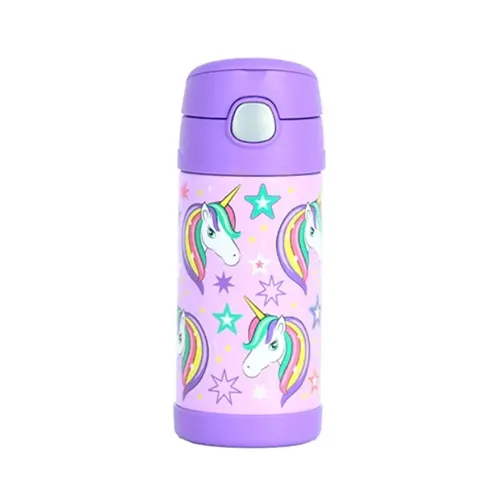Garrafa Térmica Infantil Funtainer F401 Unicórnio Brilhante Thermos - 355ml