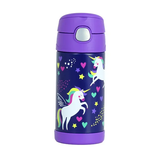 Garrafa Térmica Infantil Funtainer F401 Unicórnio Alado Thermos - 355ml