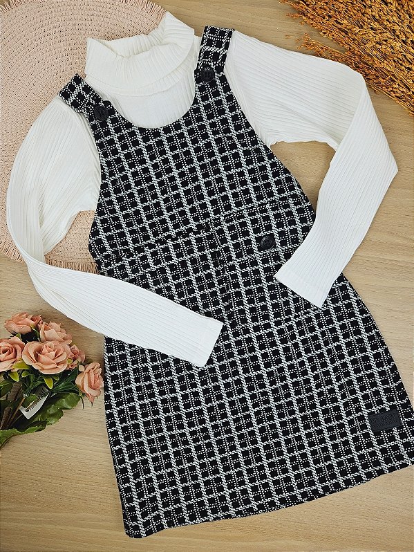 Conjunto Blusa Ribana e Salopete Malha Jacquard Up Baby