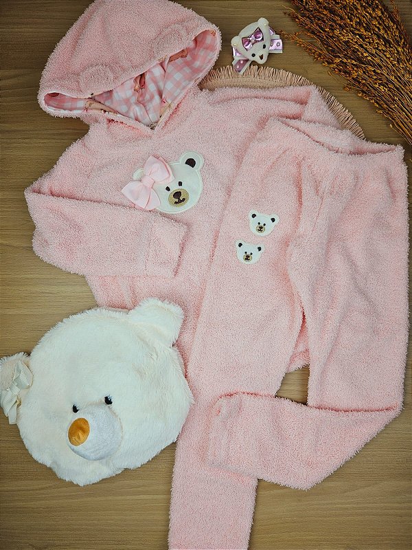 Conjunto Felpudo Blusa com Capuz e Calça Yoyo